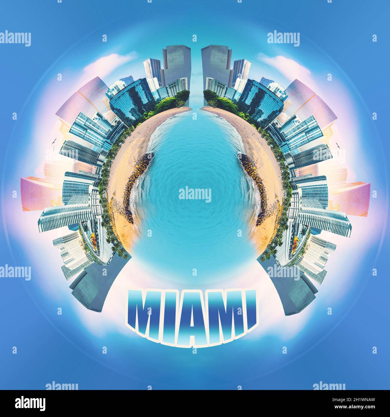 Collage su Miami, Florida, Stati Uniti d'America. E' un luogo di viaggio famoso in tutto il mondo. Foto Stock