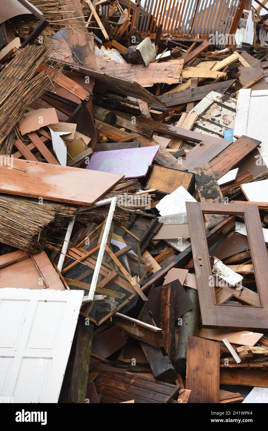 Holzabfälle bei einer holzverarbeitenden Firma in Österreich - rifiuti di legno presso un'azienda di lavorazione del legno in Austria Foto Stock