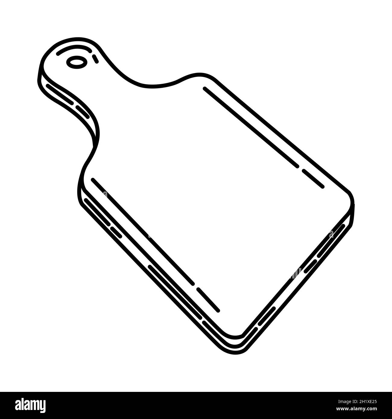 Tagliere di legno parte di Accessori di cottura e attrezzatura dispositivo disegno a mano icona Set Vector. Illustrazione Vettoriale