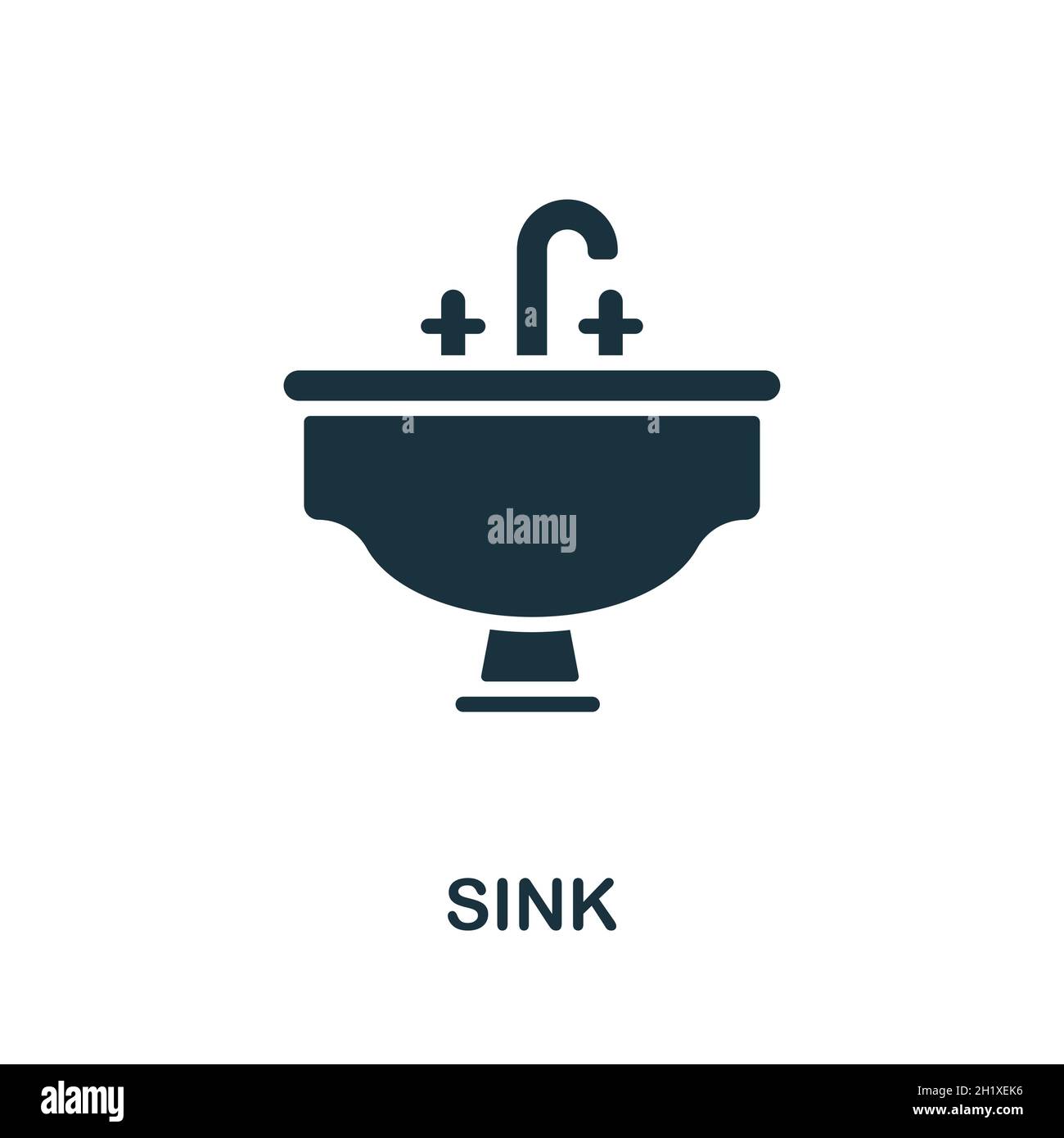 Icona del lavello. Cartello monocromatico dalla collezione bagno. Illustrazione icona Creative Sink per il web design, infografica e altro ancora Illustrazione Vettoriale