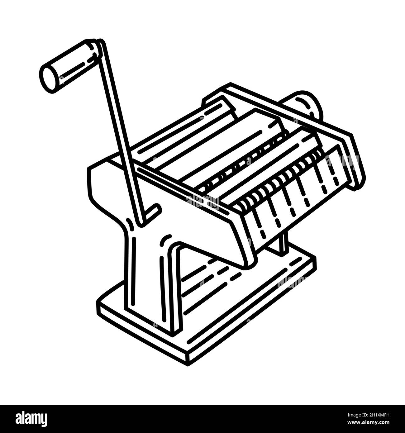 Noodle Machine parte di Cooking Accessories and Equipment Device Set di icone disegnate a mano Vector. Illustrazione Vettoriale