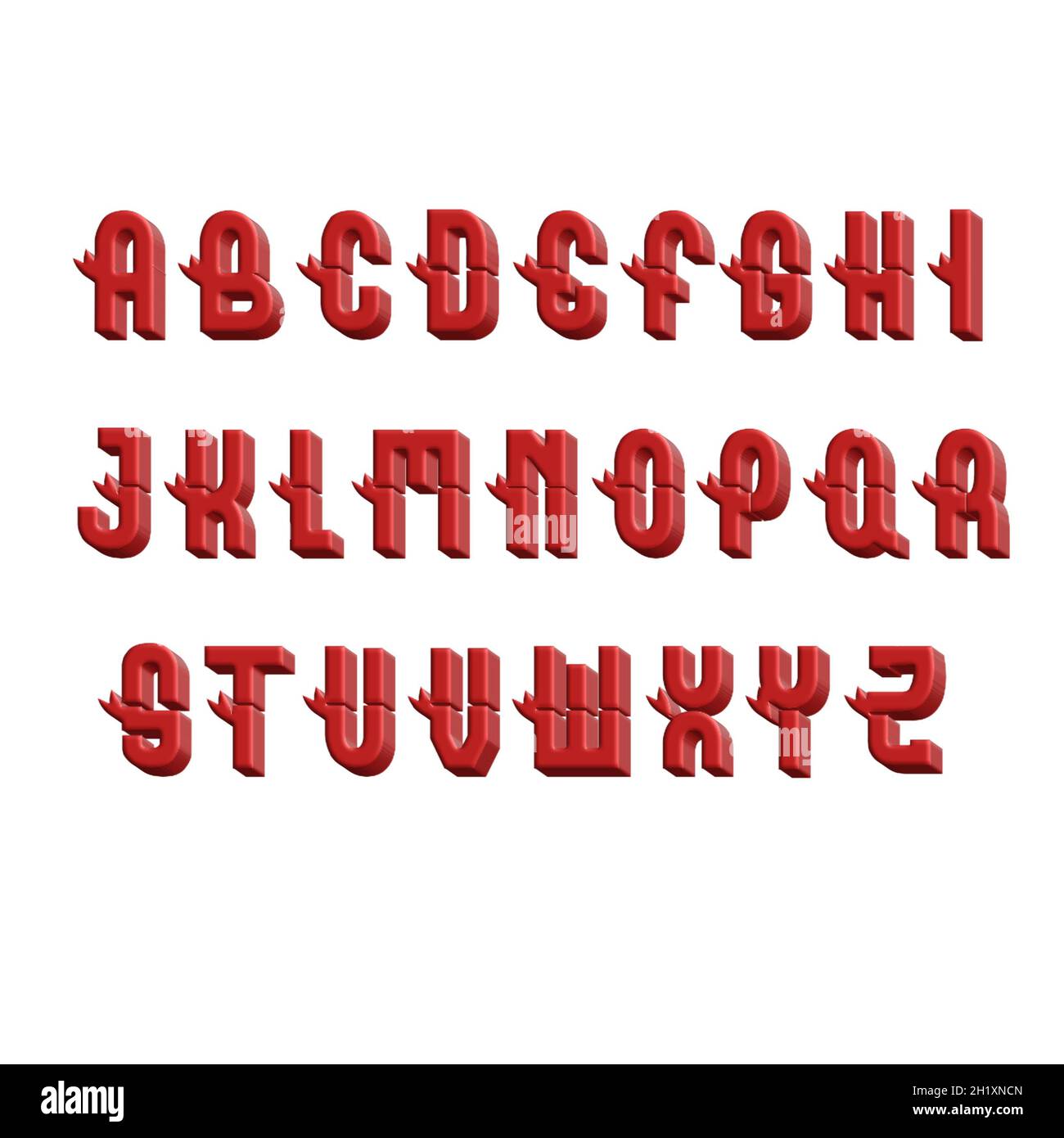 Lettere da A a Z scritte con un pennello su sfondo bianco 3d Foto Stock