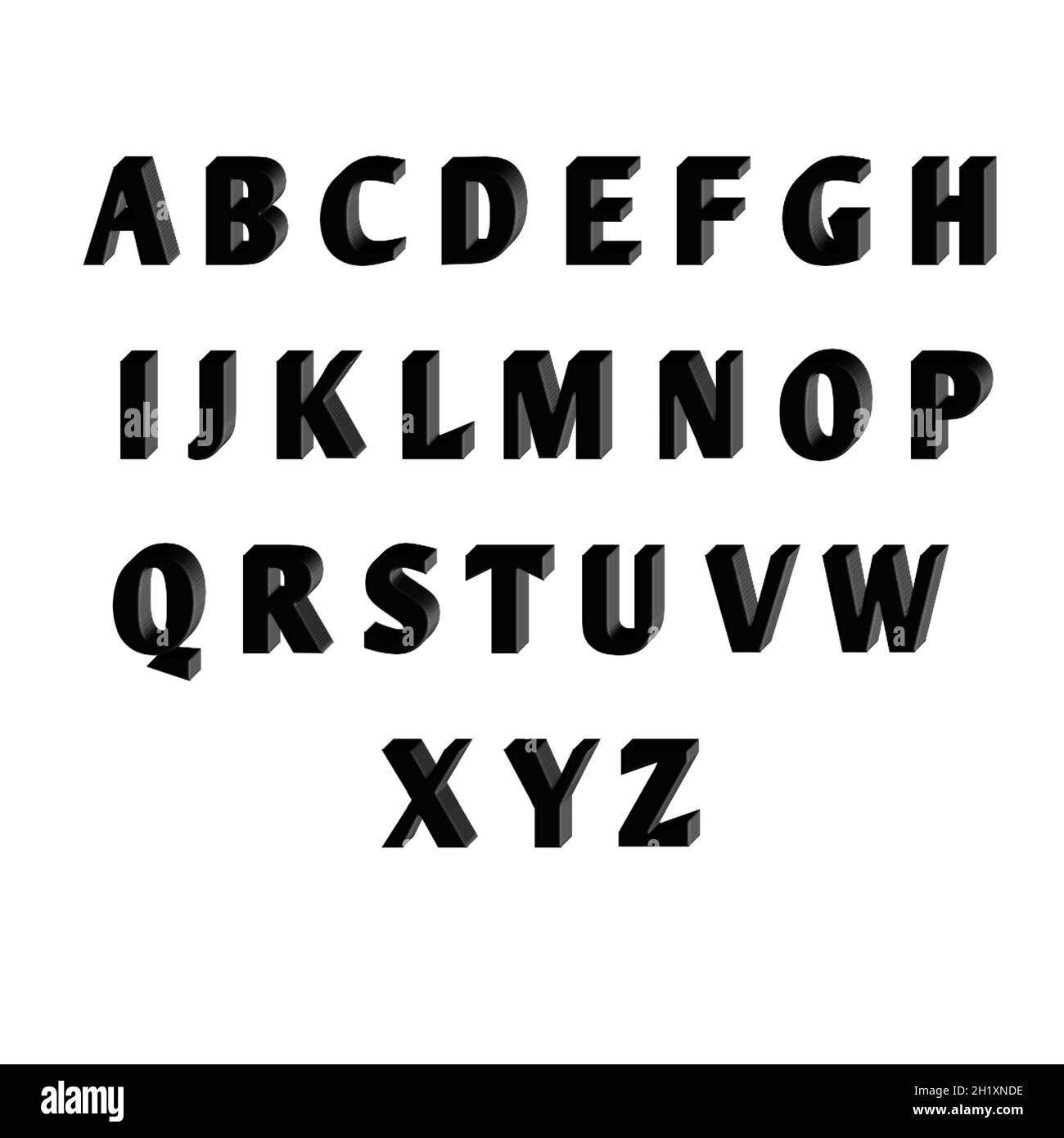 Lettere da A a Z scritte con un pennello su sfondo bianco 3d Foto Stock