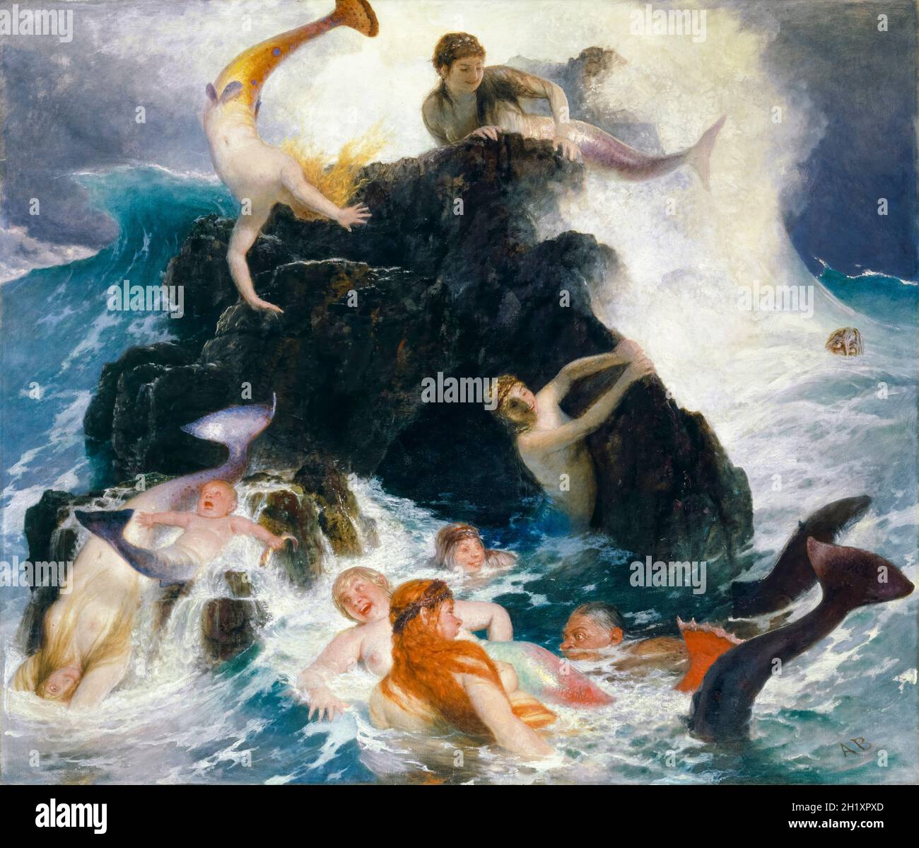 Arnold Böcklin, pittura, il gioco dei Nereidi (Mermaids in gioco), 1886 Foto Stock