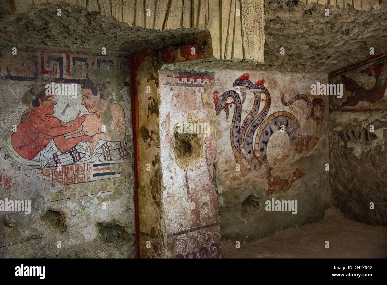 Europa, Italia, Toscana, Sarteano, Museo Etrusco, La Tomba della Quadriga infernale Foto Stock