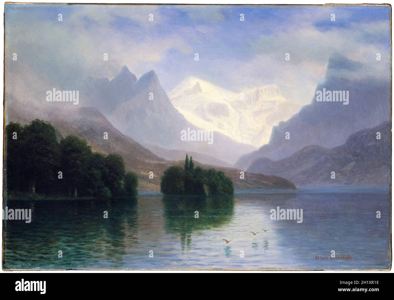 Albert Bierstadt, scena di montagna, pittura paesaggistica, 1880-1890 Foto Stock