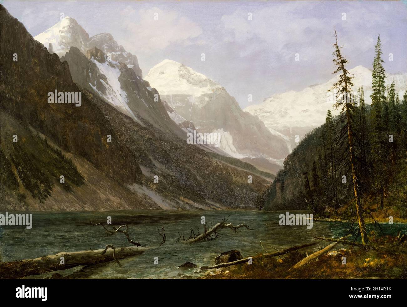 Montagne Rocciose Canadesi (Lago Louise), pittura paesaggistica di Albert Bierstadt, circa 1889 Foto Stock