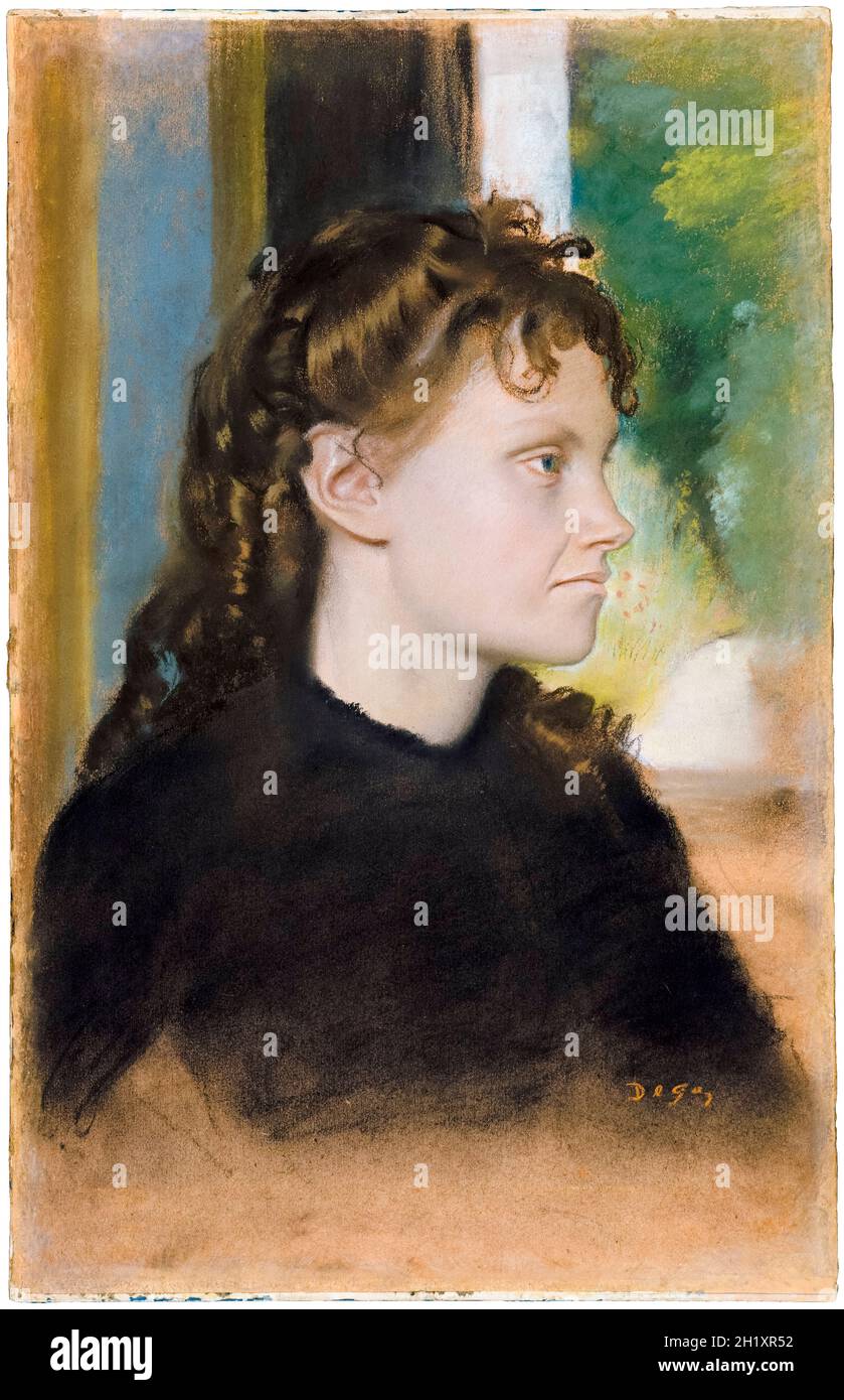Madame Théodore Gobillard (Yves Morisot, 1838-1893), ritratto in pastelli di Edgar Degas, 1869 Foto Stock