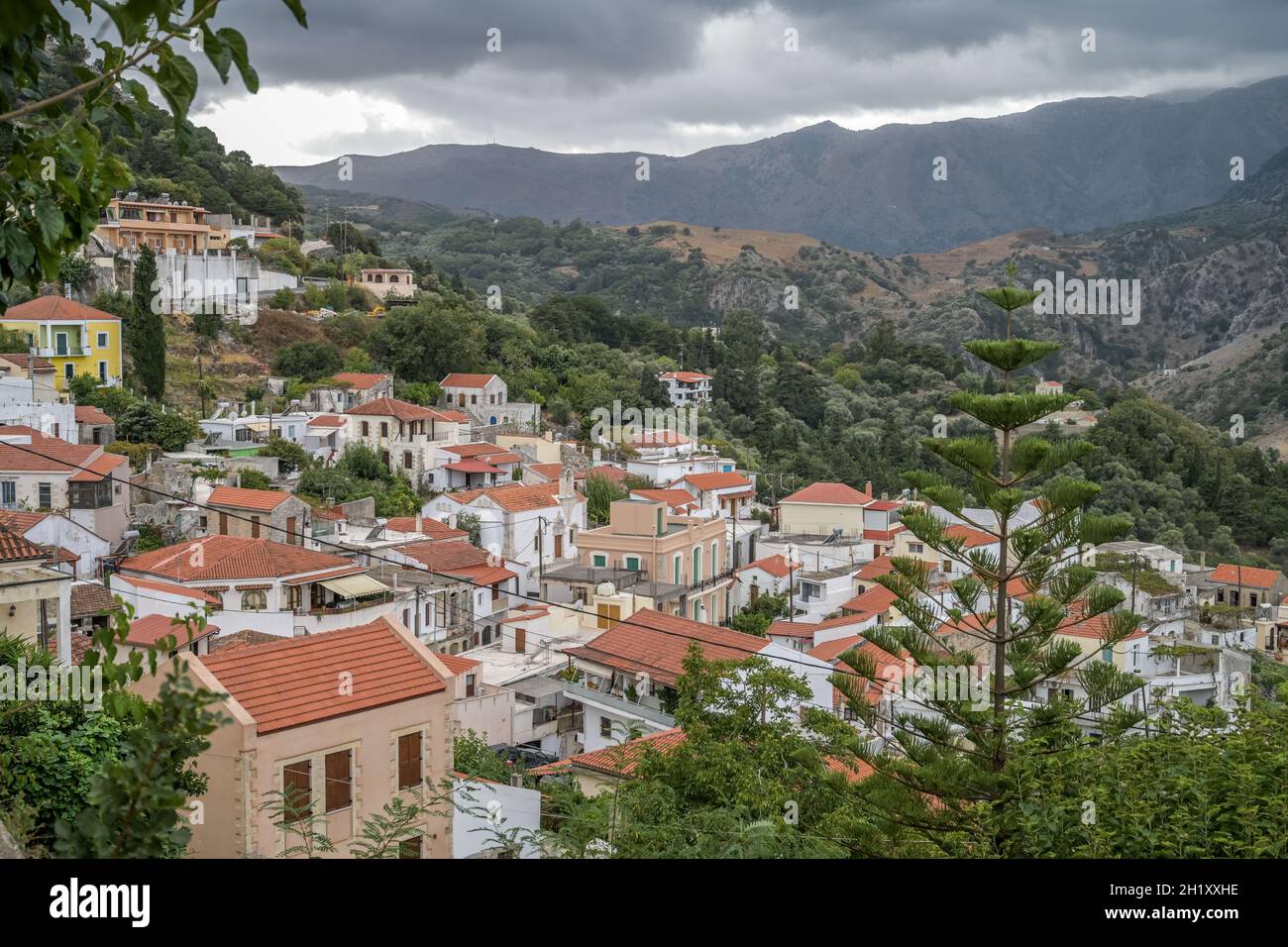 Bergdorf Argiroupoli, Kreta, Griechenland Foto Stock