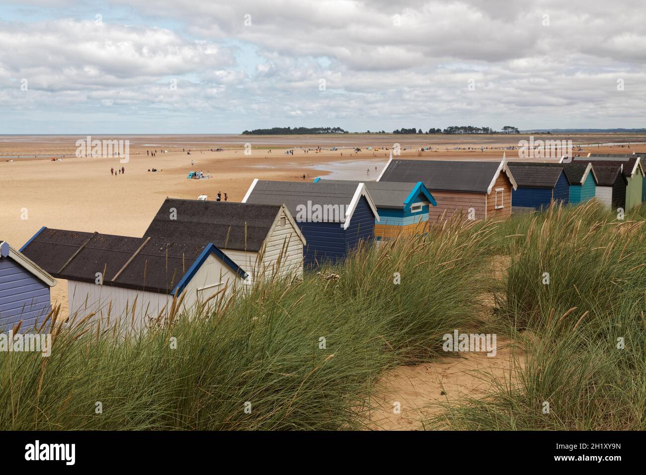 Capanne sulla spiaggia a Wells vicino a Sea, Norfolk, Inghilterra Foto Stock