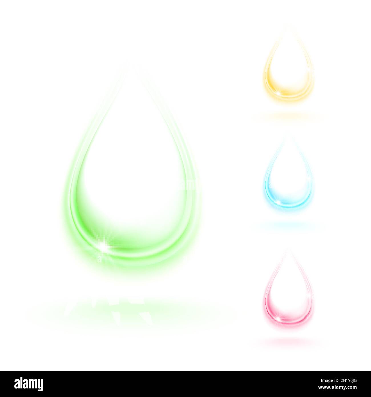 Set di gocce d'acqua cristallina, illustrazione vettoriale Illustrazione Vettoriale