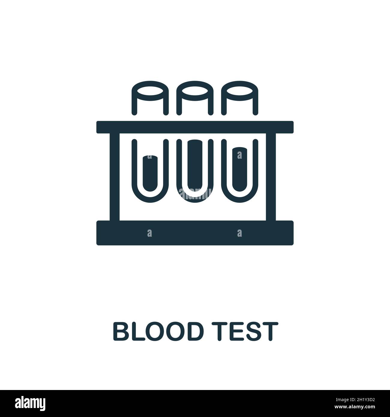Icona analisi del sangue. Segno monocromatico della collezione di bioingegneria. Illustrazione di icone Creative Blood Test per web design, infografie e altro ancora Illustrazione Vettoriale