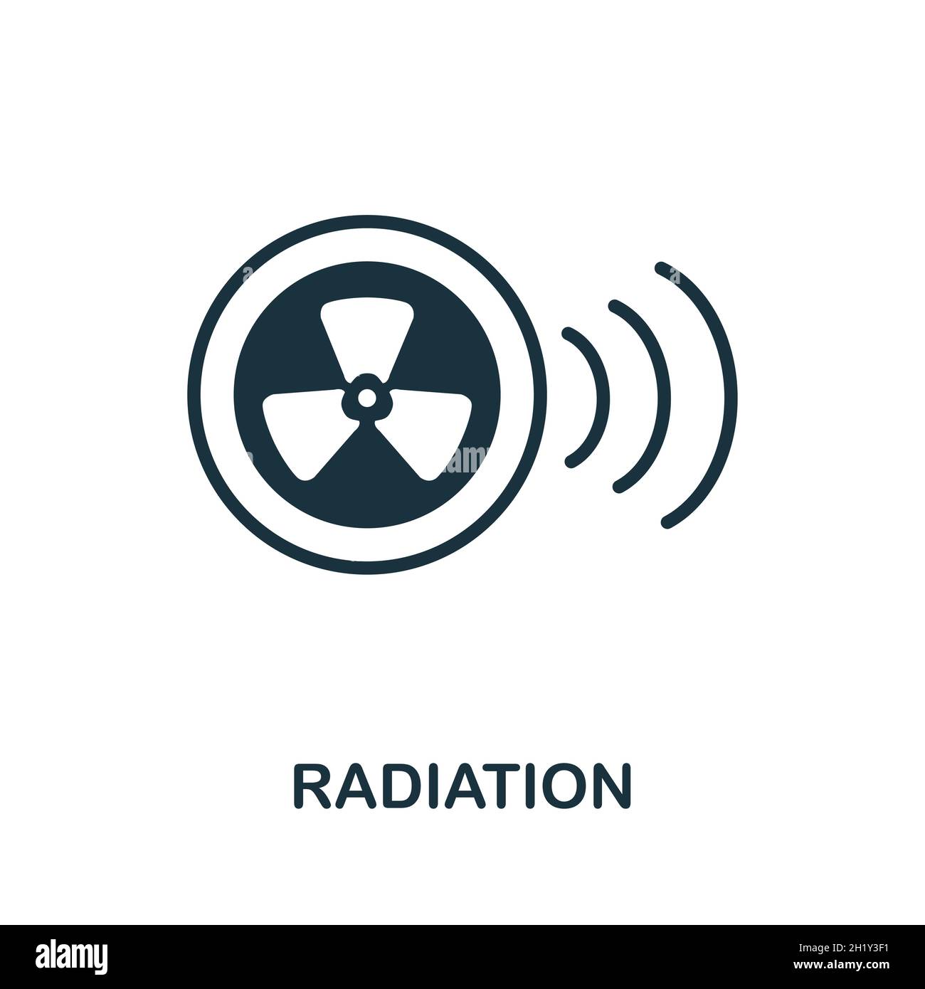 Icona radiazione. Segno monocromatico della collezione di bioingegneria. Illustrazione di icone di radiazione creativa per disegno di fotoricettore, infographics e più Illustrazione Vettoriale