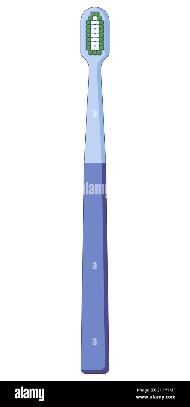 Spazzolino da denti per l'igiene dentale, la bocca e la cura dentale in uno stile piatto isolato su uno sfondo bianco. Illustrazione Vettoriale