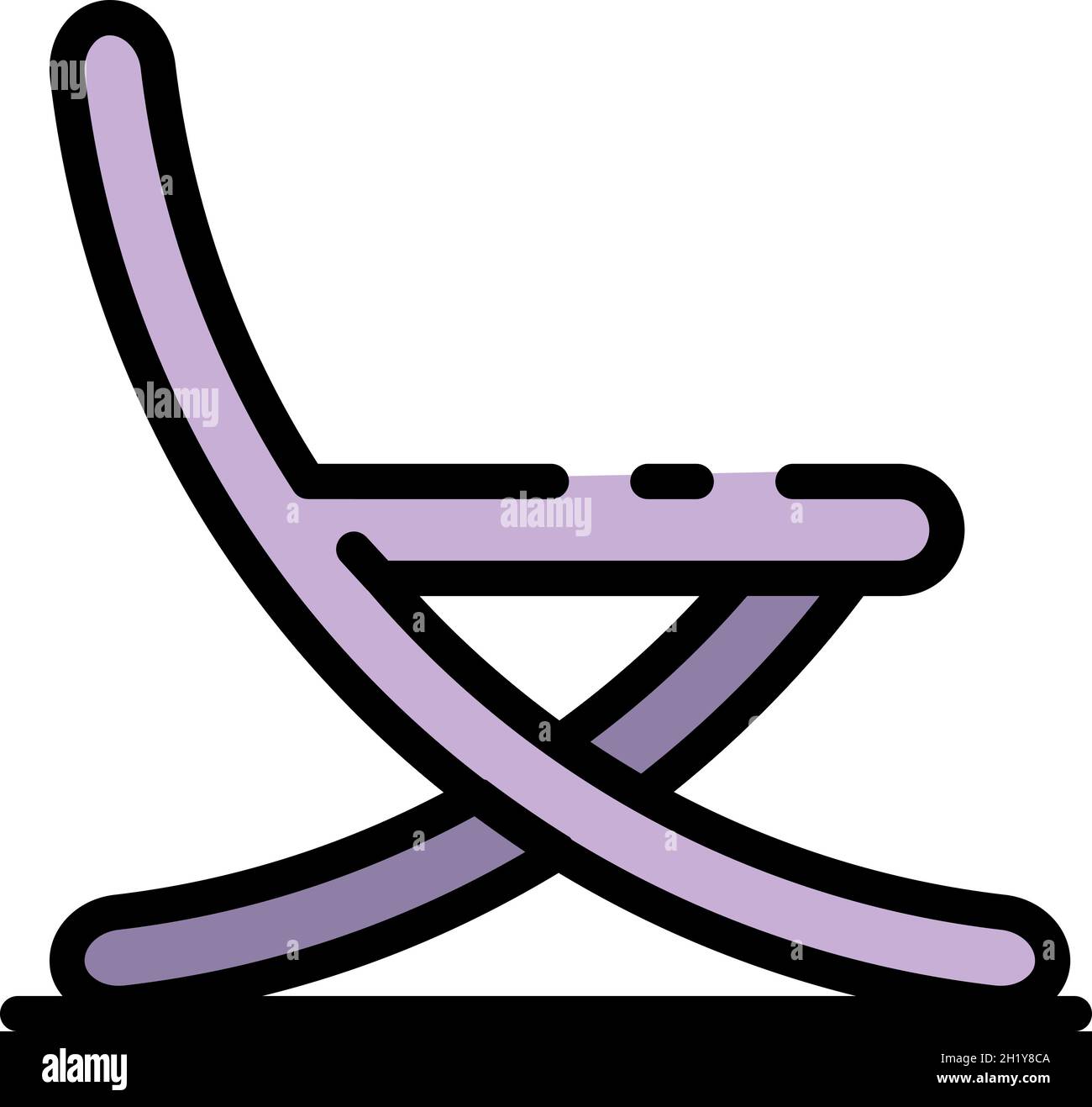 Icona sedia aperta. Contorno sedia non piegata icona vettore colore piatto isolato Illustrazione Vettoriale