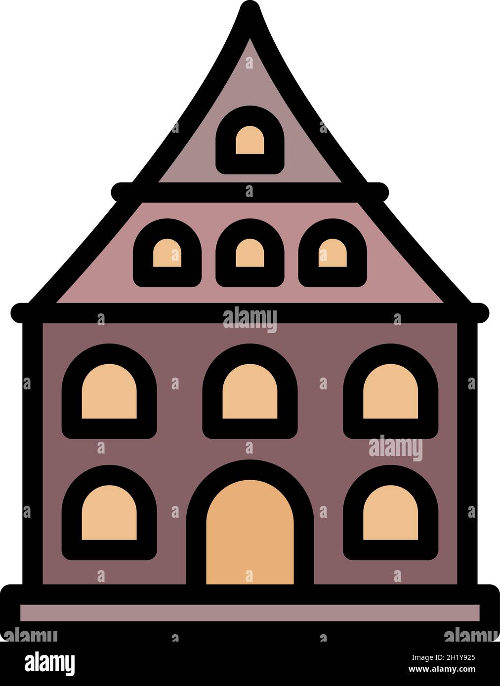 Riga casa icona. Profilo riga casa vettore icona colore piatto isolato Illustrazione Vettoriale