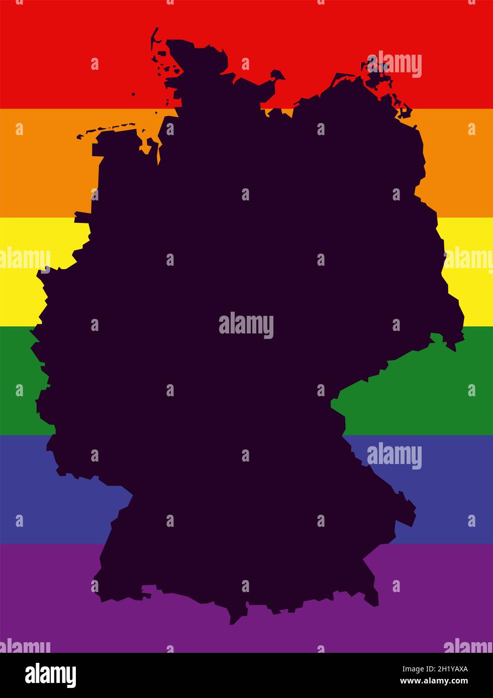 Mappa LGBT Germania con bandiera a colori arcobaleno Foto Stock