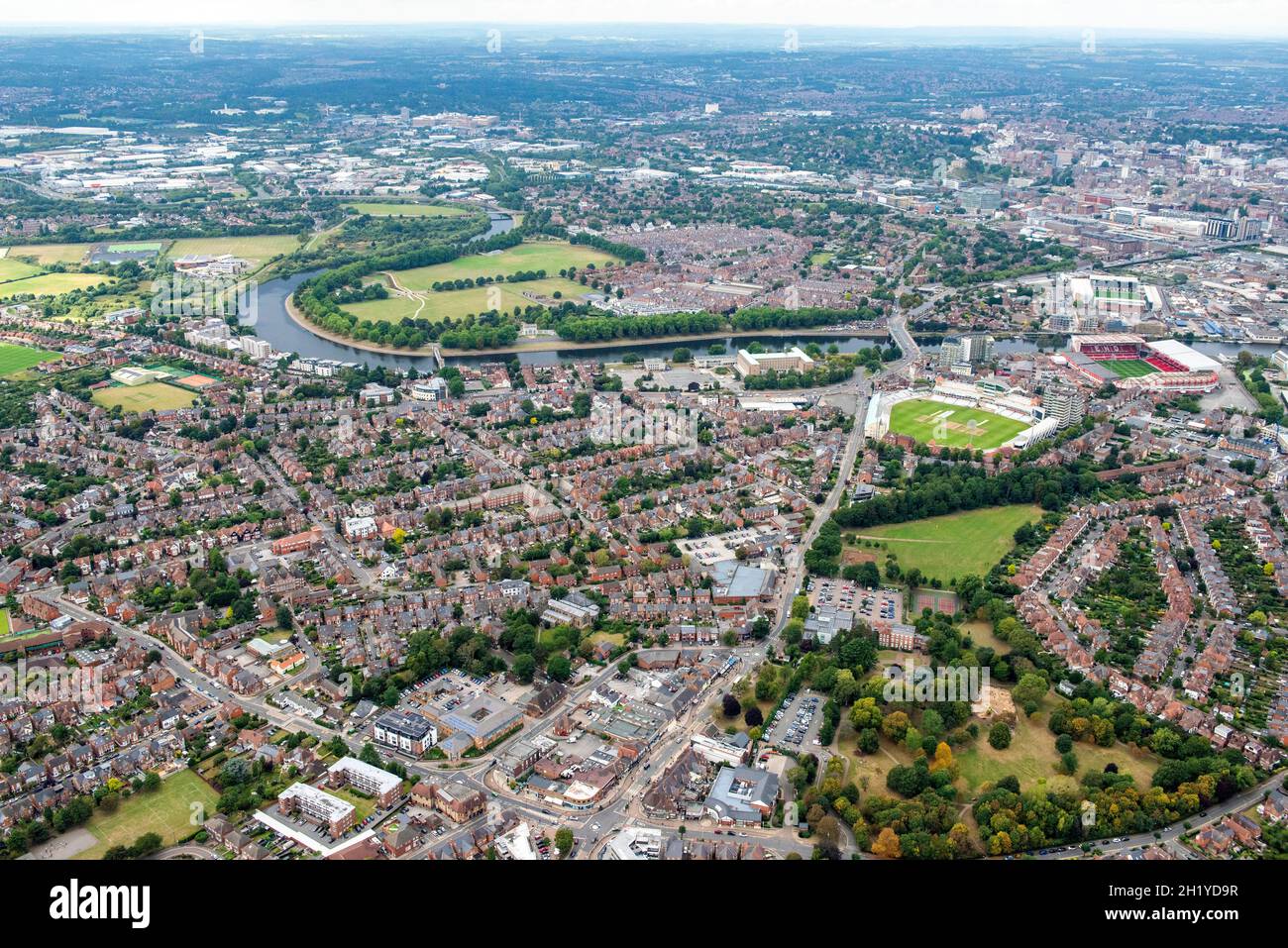 Immagine aerea di West Bridgford e Trent Bridge, Nottinghamshire Inghilterra UK Foto Stock
