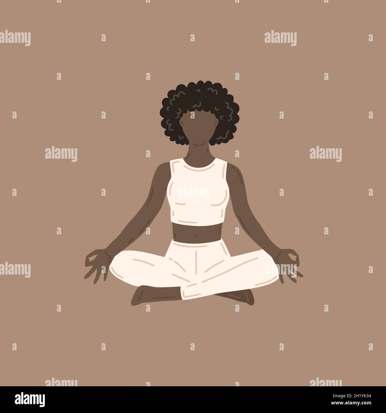 Sukhasana asana, posa semplice. Giovane donna sottile che fa esercizio di yoga Illustrazione Vettoriale