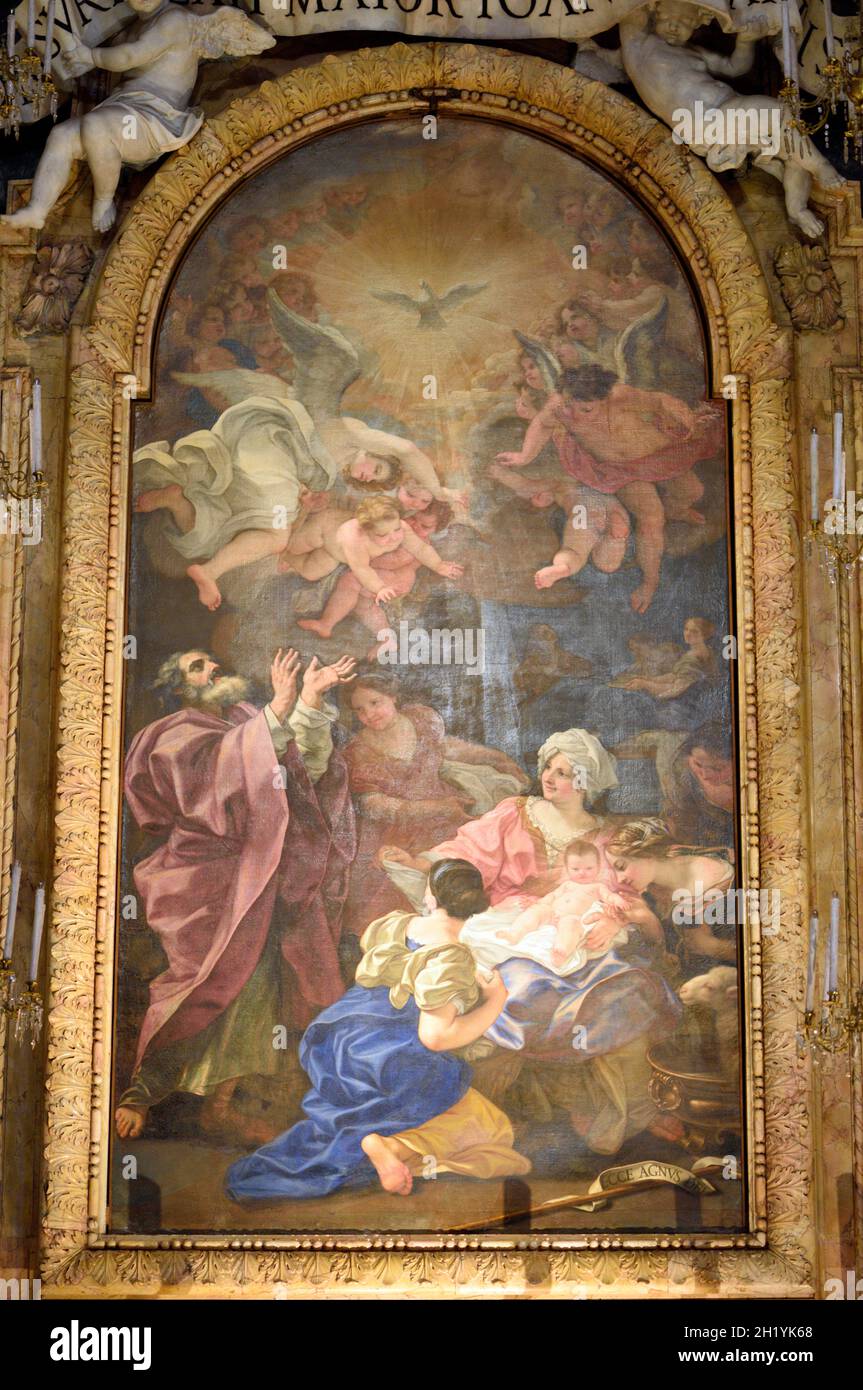 Italia, Roma, chiesa di Santa Maria in Portico in Campitelli, Cappella Altieri, dipinto di Giovan Battista Gaulli (Baciccio) Foto Stock