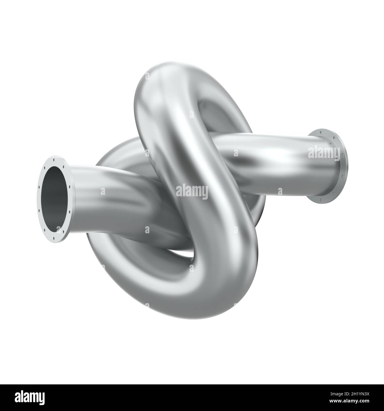 pipeline con nodo su sfondo bianco. Illustrazione 3D isolata Foto Stock