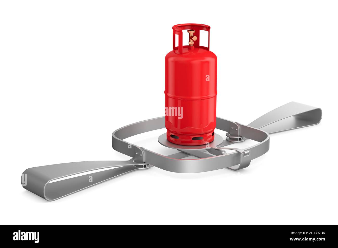 sifone e bombola di gas su sfondo bianco. Illustrazione 3D isolata Foto Stock