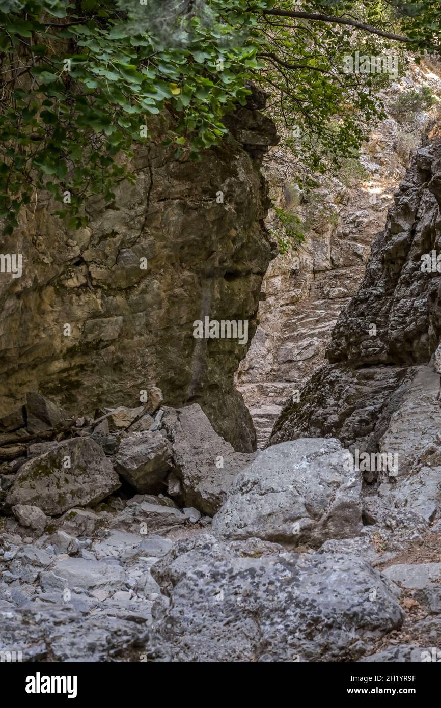 Engstelle, Felsen, Imbros-Schlucht, Kreta, Griechenland Foto Stock