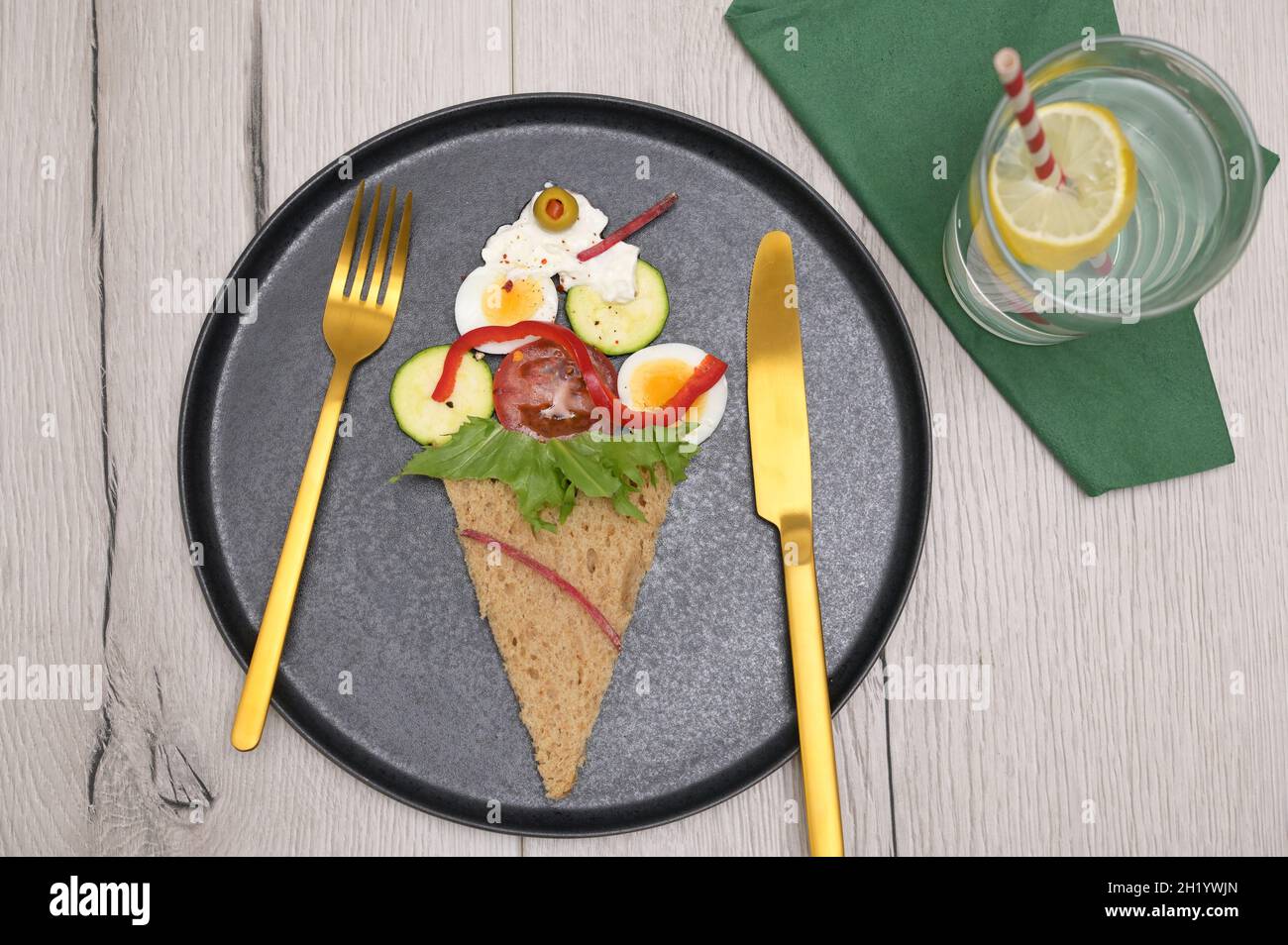 Concettuale sana colazione alimentare gelato waffle Foto Stock