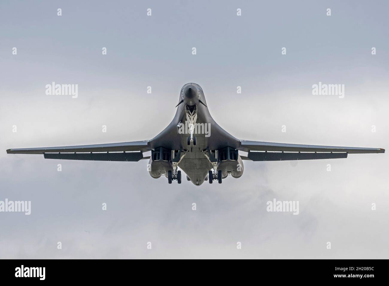 B1 aeromobili Lancer schierati da Dyess, AFB, a Fairford come parte della Bomber Task Force Europe. Gli B1 appartengono allo Squadrone della bomba Expeditionary del 9th Foto Stock