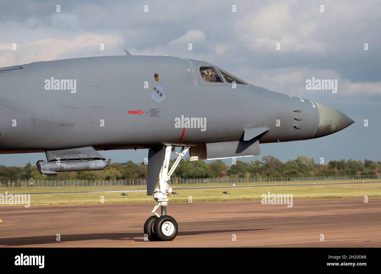 B1 aeromobili Lancer schierati da Dyess, AFB, a Fairford come parte della Bomber Task Force Europe. Gli B1 appartengono allo Squadrone della bomba Expeditionary del 9th Foto Stock