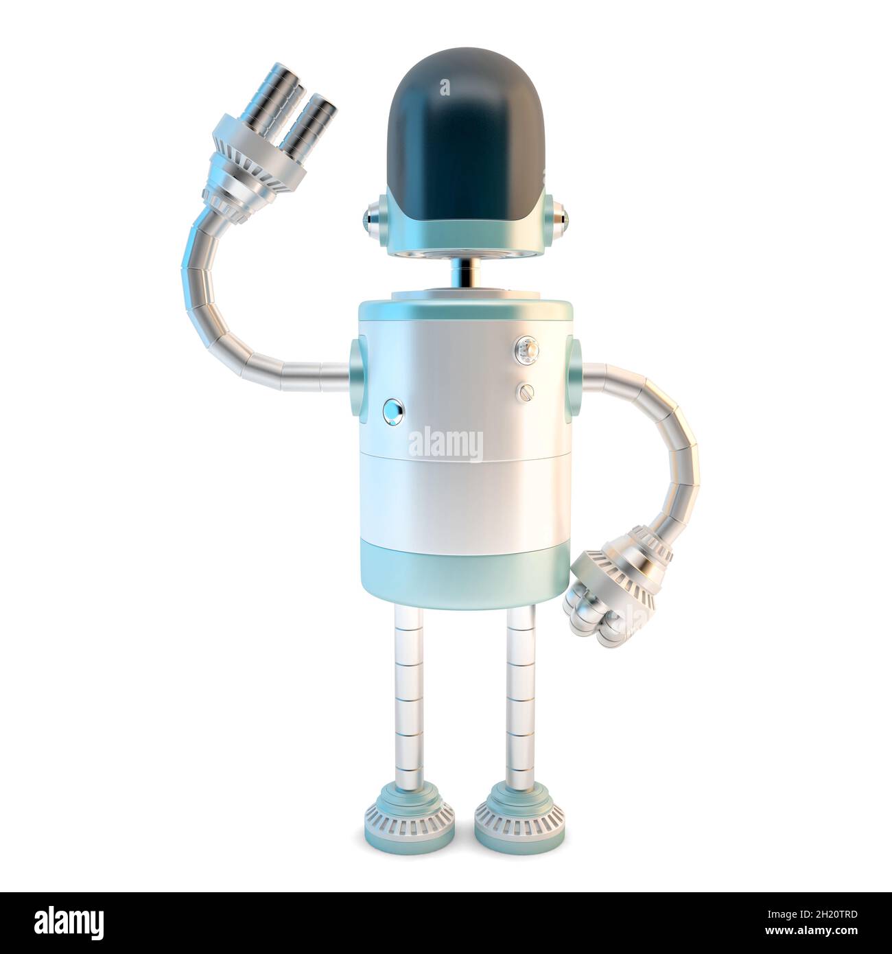 Robot ondulato. Illustrazione 3D. Isolato su Whi Foto Stock