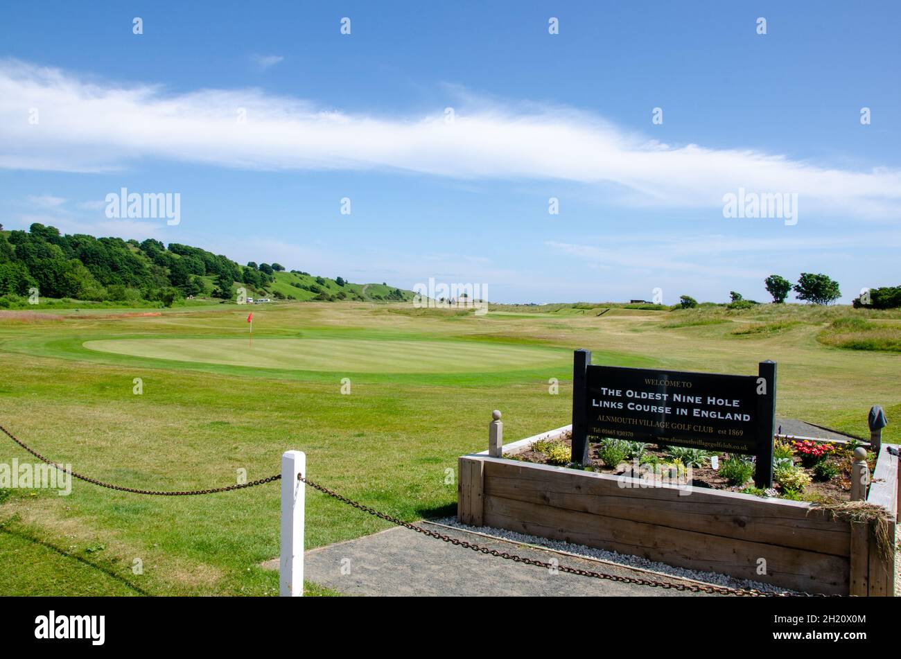 Almouth Village Golf Course, il più antico campo da golf a nove buche in Inghilterra, Northumbria, Regno Unito. Foto Stock