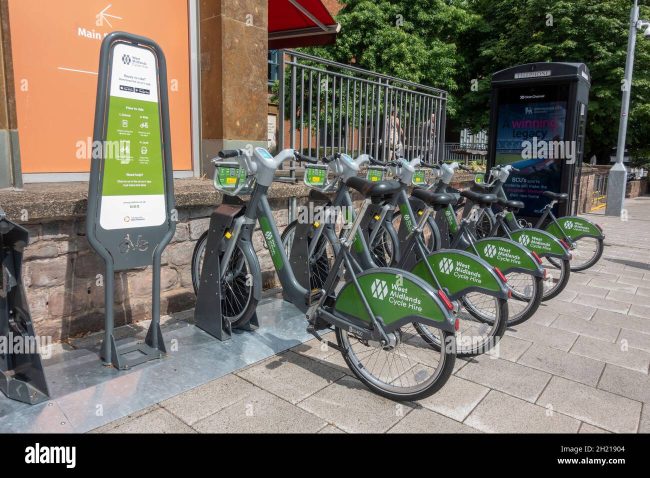 Uno stand West Midlands Cycle Hire a Coventry, West Midlands, Regno Unito. Foto Stock