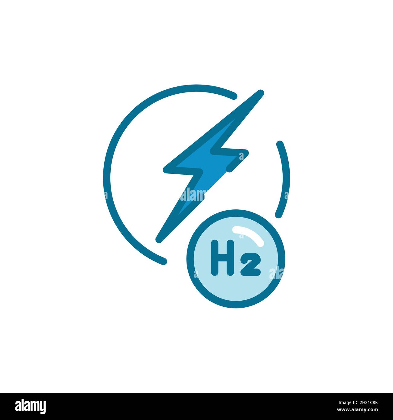 Icona della linea di colore Energy H2. Energia di idrogeno. Elemento vettoriale isolato. Pittogramma a contorno per pagina web, app mobile, promo Illustrazione Vettoriale