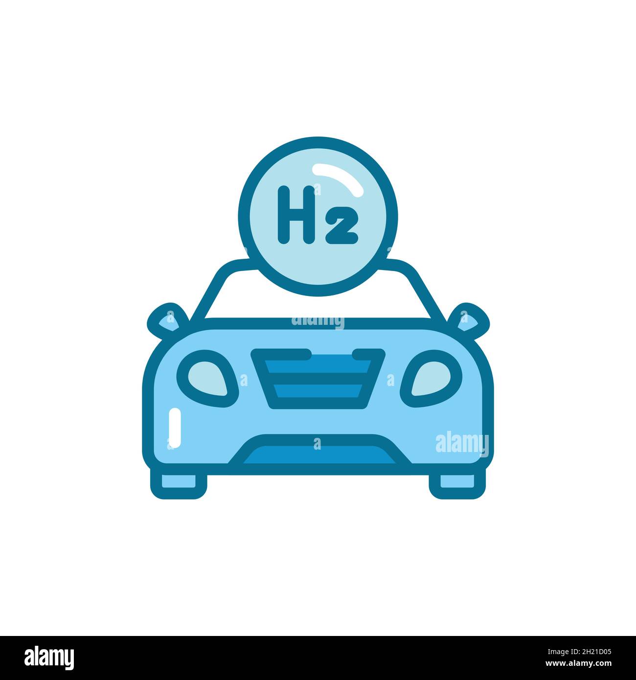 Il trasporto utilizza un'icona a linea di colore H2. Energia di idrogeno. Elemento vettoriale isolato. Pittogramma a contorno per pagina web, app mobile, promo Illustrazione Vettoriale