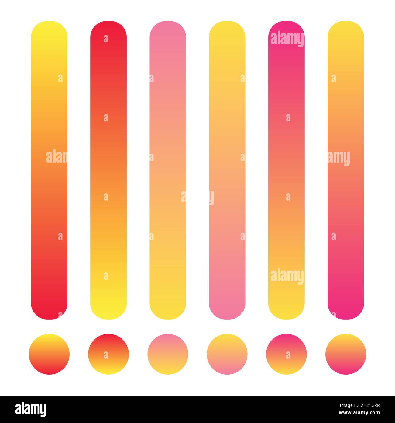 Cerchi multicolore minimalisti, colori vivaci astratti anni '80 e moderni gradienti sfera isolato vettore set Illustrazione Vettoriale