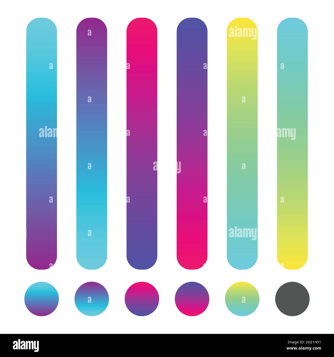 Cerchi multicolore minimalisti, colori vivaci astratti anni '80 e moderni gradienti sfera isolato vettore set Illustrazione Vettoriale