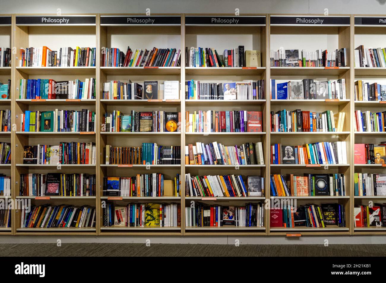 Libri di filosofia nella libreria Foyles, Londra UK Foto Stock