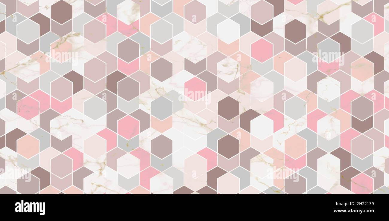 Astratto motivo geometrico elegante sfondo rosa con forma poligonale colore pastello e struttura marmorea Illustrazione Vettoriale