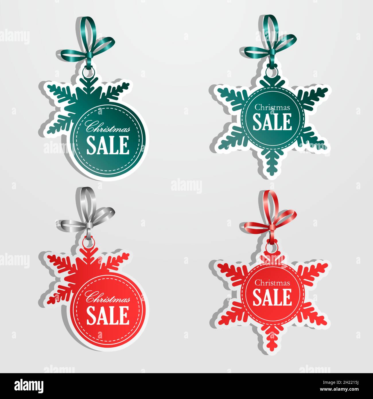 Colorati segni di vendita di natale su sfondo bianco. Illustrazione vettoriale. Illustrazione Vettoriale