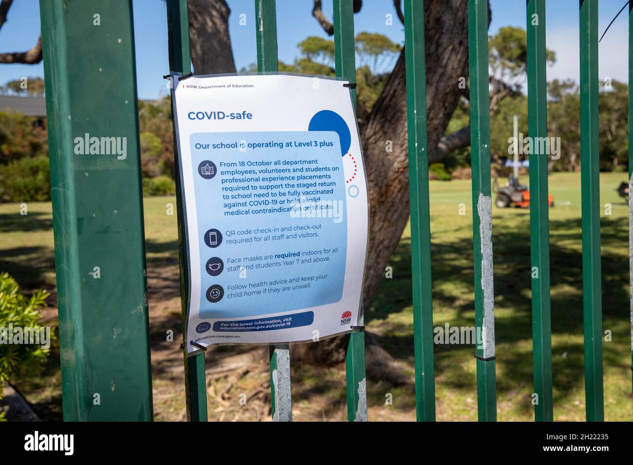 Covid 19 procedure sicure presso una scuola pubblica di Sydney in Australia Foto Stock