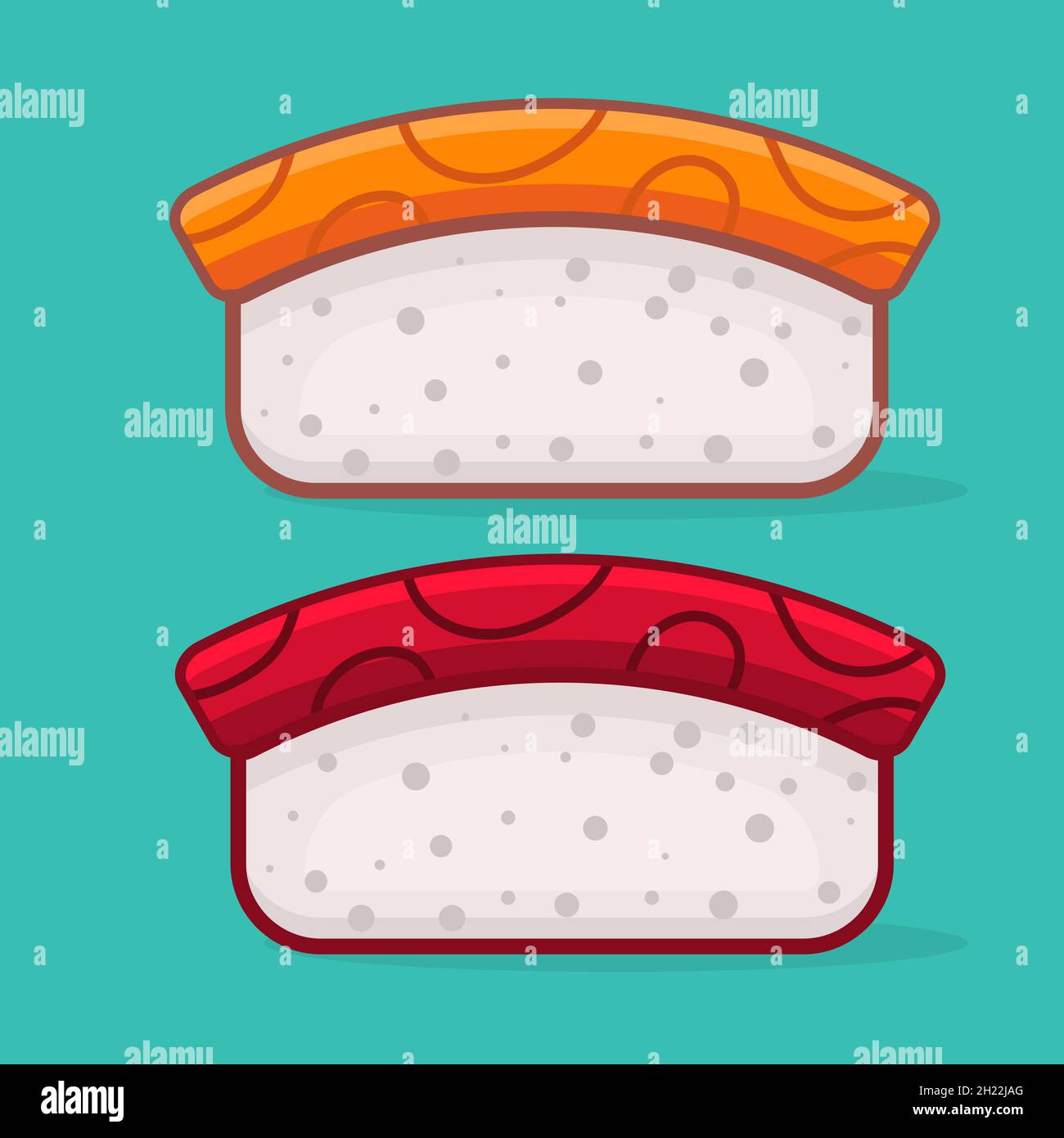 sushi giapponese cibo isolato cartoon illustrazione vettoriale in stile piatto Illustrazione Vettoriale