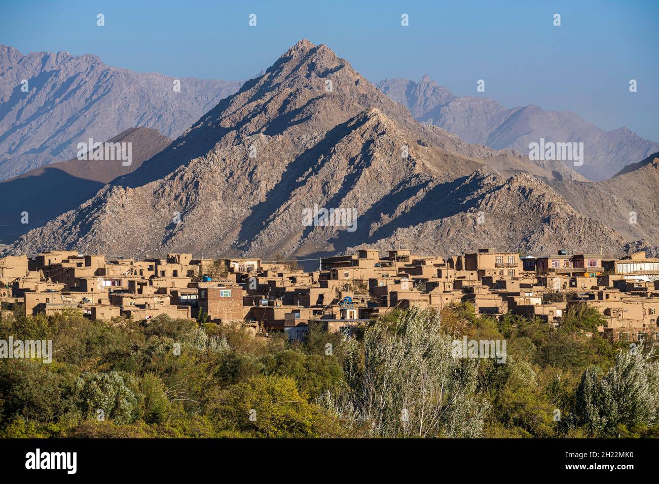 Villaggio di montagna nella valle di Panjshir, Afghanistan Foto Stock
