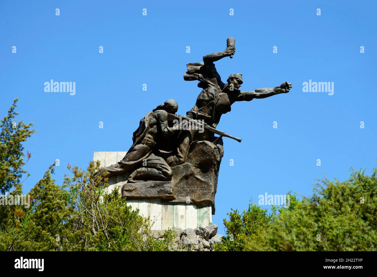 Monumento partigiano, Barmash, SH 75, Albania Foto Stock