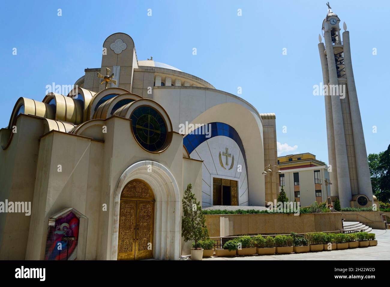 Cattedrale della Risurrezione Ortodossa, Cattedrale della Risurrezione di Cristo, Tirana, Katedralja e Ringjalljes se Krishtit, Albania Foto Stock