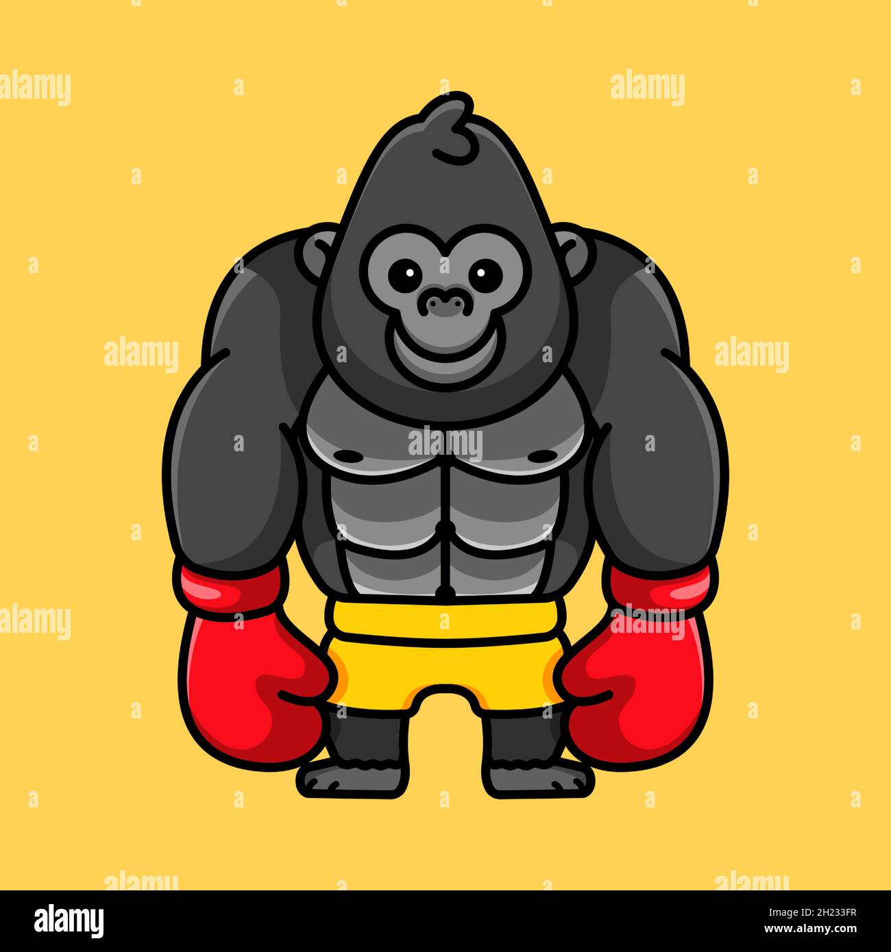 CUTE GORILLA BOXING LOGO Illustrazione Vettoriale