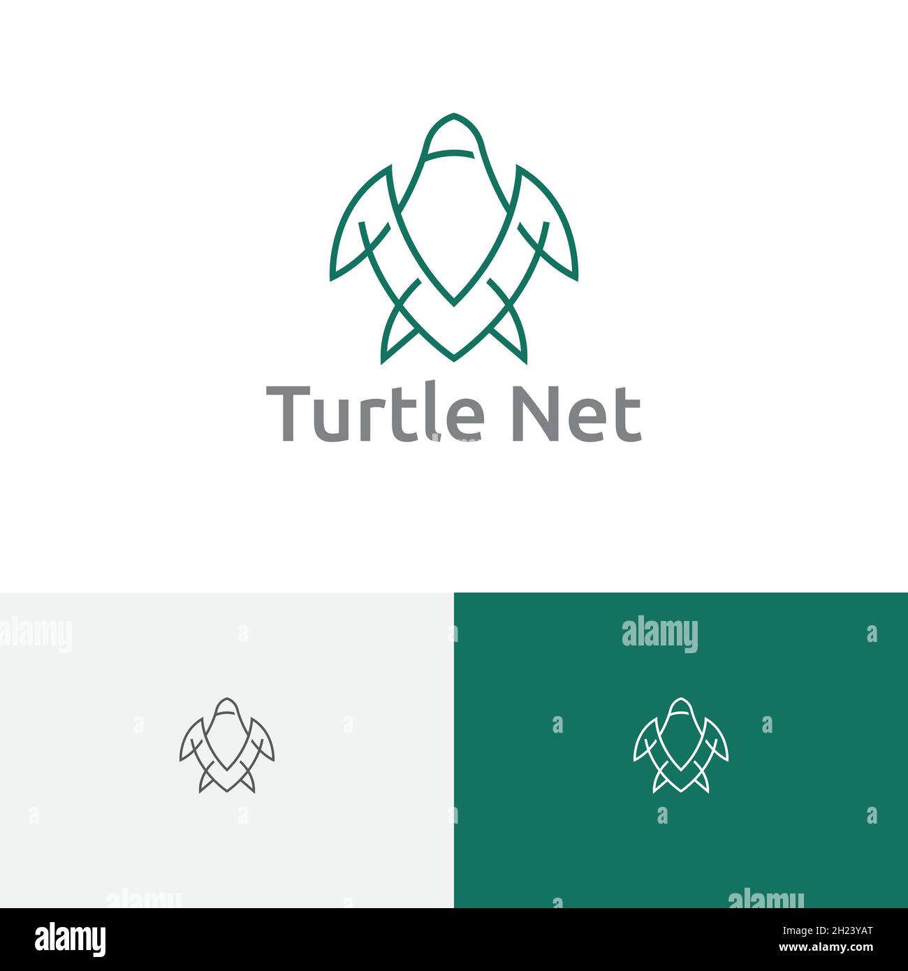 Logo Turtle Net Animal Business Technology monomolino Illustrazione Vettoriale
