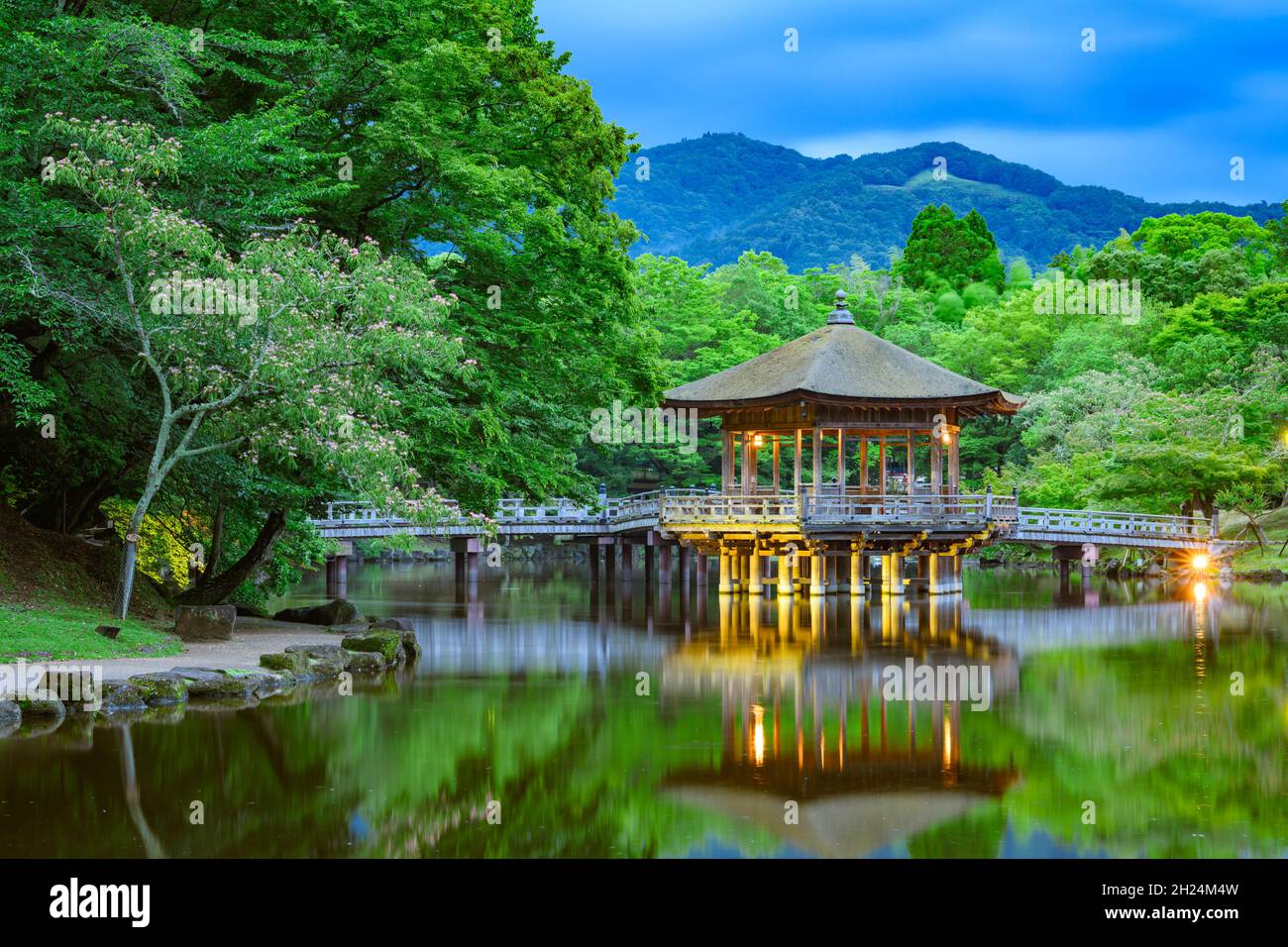 Serata del Padiglione Ukimido a Nara Park, Giappone. Foto Stock