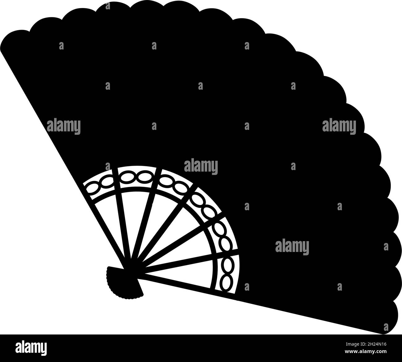 Ventilatore pieghevole tradizionale di silhouette orientale. Illustrazione Vettoriale