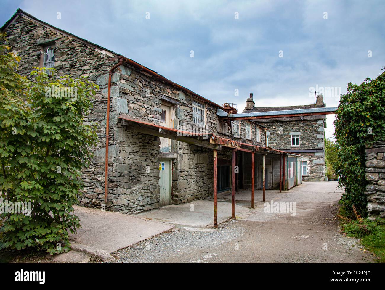 L'Old Wood Mill, disutilizzato, a Skelwith Bridge, Lake District National Park, Cumbria, Inghilterra, Regno Unito Foto Stock